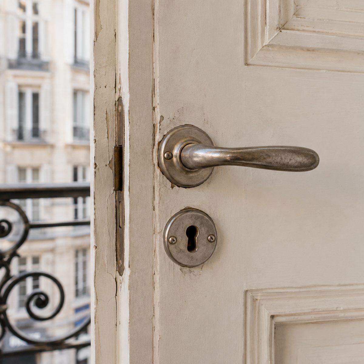 Avant : serrure d'origine, simple point de fermeture